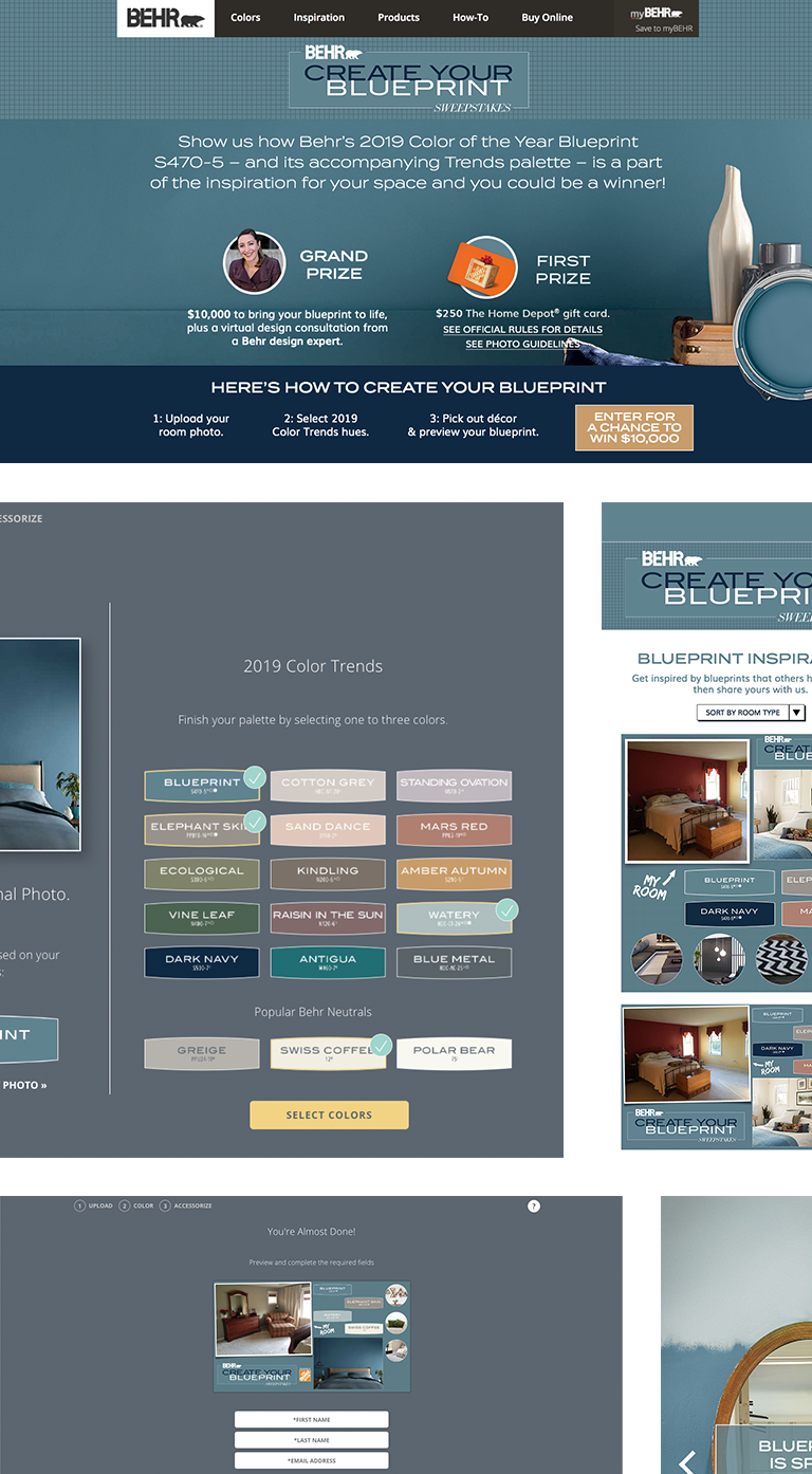 Behr Create Your Blueprint website screenshots