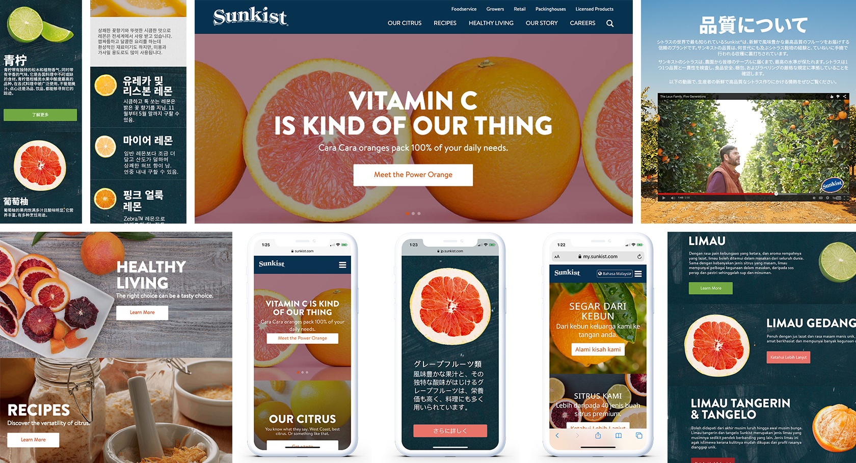 Grid of Sunkist global website screens